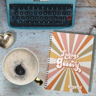 Sunburst Rainbow Retro Hippie 60 år Känns Groovy Anteckningsbok