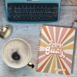 Sunburst Rainbow Retro Hippie 60 år Känns Groovy Anteckningsbok