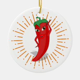 Sunburst Red Hett Pepper Diva Julgransprydnad Keramik