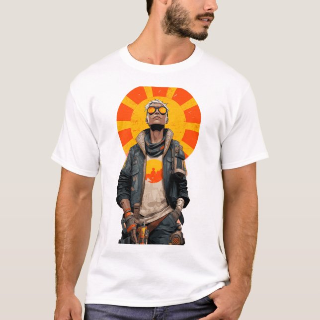 Sunburst Scout – Post-Apocalyptic Hero Portrait T Shirt (Framsida)