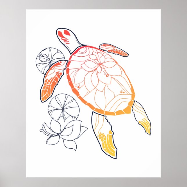 Sunburst Sea Turtle Poster (Framsidan)