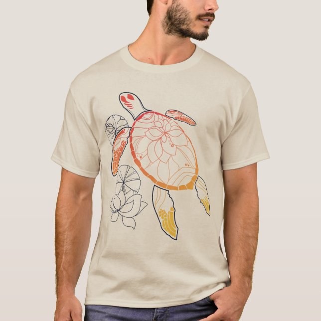 Sunburst Sea Turtle T Shirt (Framsida)