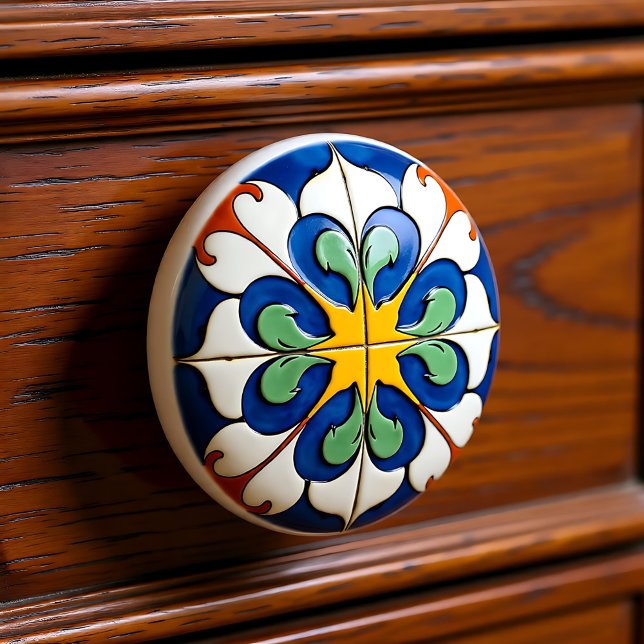 Sunburst Serenade Azulejo Knopp (Sunburst Serenade Azulejo Ceramic Knob)