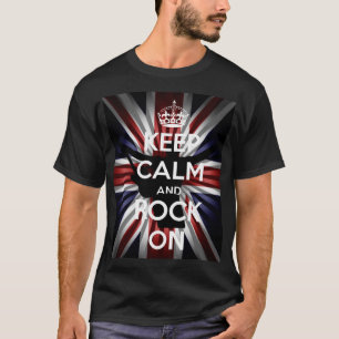 Sunburst Storbritannien Flagga Keep Calm and Rock T Shirt