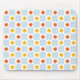 Sunburst Striped Checkerboard Mouse Pad Musmatta