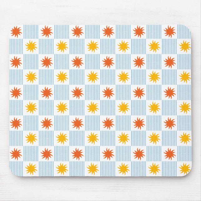 Sunburst Striped Checkerboard Mouse Pad Musmatta (Framsidan)