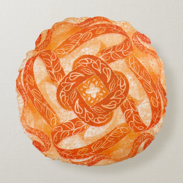 Sunburst Swirl Boho Rund Kudde (Framsidan)
