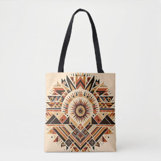 Sunburst Tribal Geometric Tote Bag Tygkasse
