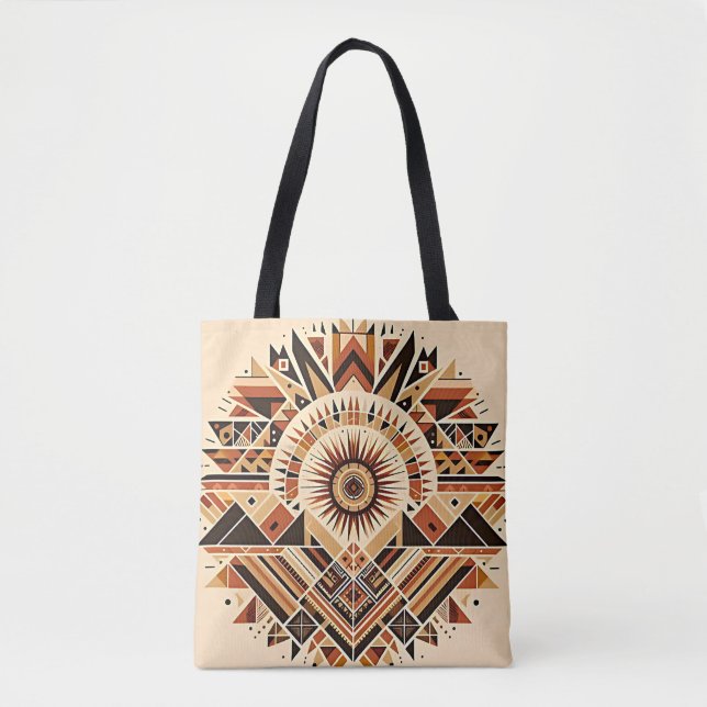 Sunburst Tribal Geometric Tote Bag Tygkasse (Framsida)