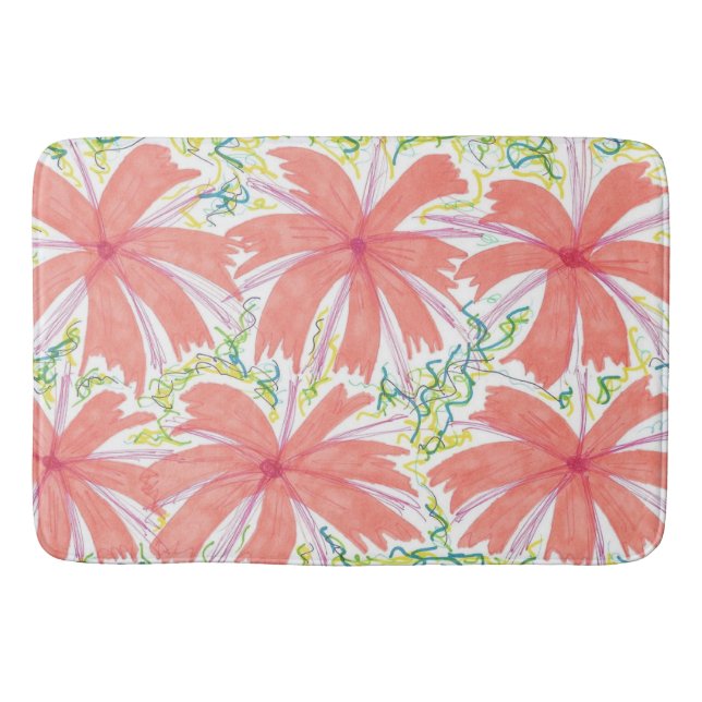 Sunburst Tropical Flower Mönster Bath Mat Badrumsmatta (Framsidan)