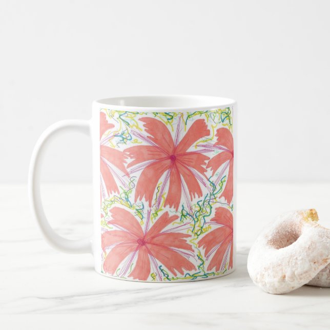 Sunburst Tropical Flower Mönster Kaffemugg (Med munk)