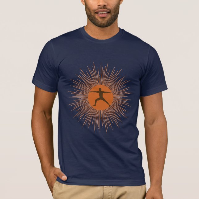 Sunburst Warrior Pose Yoga t-shirt (Framsida)