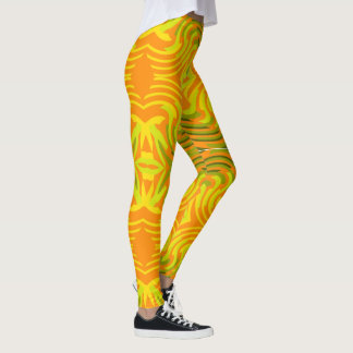 Sunburstvibrationer på gult/orangen/grönt leggings