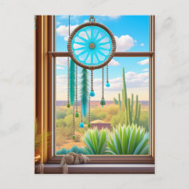 Suncatcher i fönstret med Desert Background Vykort