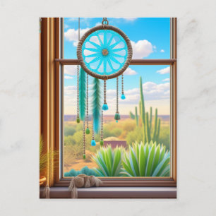 Suncatcher i fönstret med Desert Background Vykort