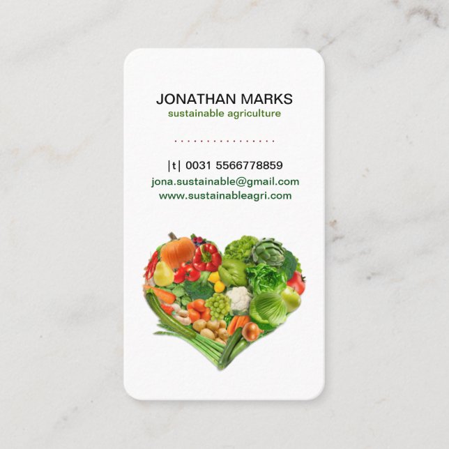 Sund affär för fruktgrönsakhjärta visitkort (Framsida)