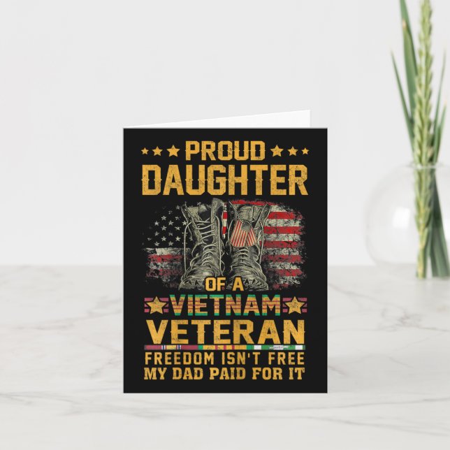 Sund dotter till Vietnam Veteran Patriotic Vet Fl Kort (Framsida)