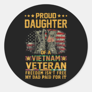 Sund dotter till Vietnam Veteran Patriotic Vet Fl Runt Klistermärke