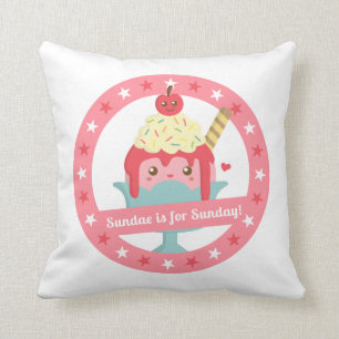 Sundae är för söndag! Söt tecknad Sundae Kudde