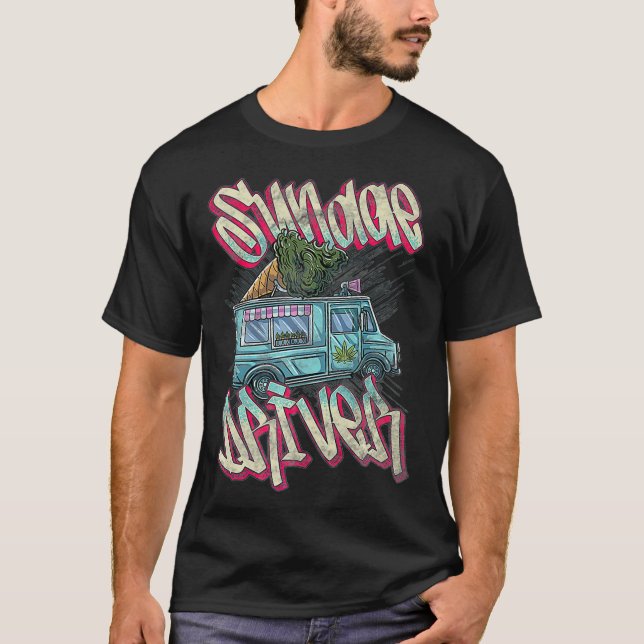 Sundae Driver Strain Distress Ice Cream Lastbil Pr T Shirt (Framsida)