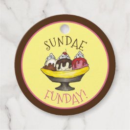 SUNDAE FUNDAY Banana Split Ice Cream Social Gåvor Etiketter
