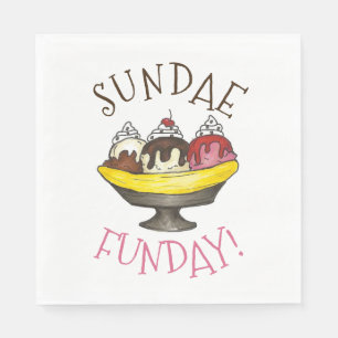 SUNDAE FUNDAY Banana Split Ice Cream Social Pappersservett