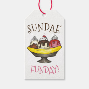 SUNDAE FUNDAY Banana Split Ice Cream Social Presentetikett