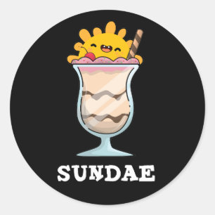 Sundae Funny Söndag Ice Cream Pun Mörk BG Runt Klistermärke