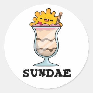 Sundae Funny Söndag Ice Cream Pun Runt Klistermärke