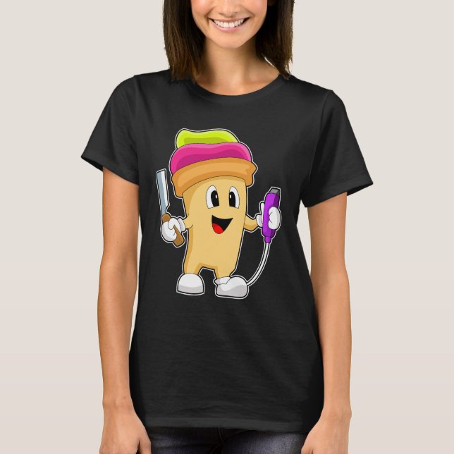 Sundae Hairdresser Razor T Shirt (Framsida)
