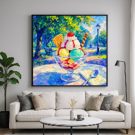 Sundae I Parken - Pastell Impressionistisk Stil Poster