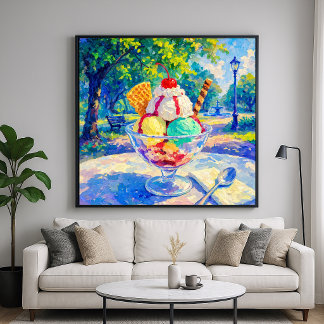 Sundae I Parken - Pastell Impressionistisk Stil Poster