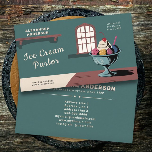 Sundae - Ice Cream Parlor Visitkort (Sundae - Ice Cream Parlor Business Card)