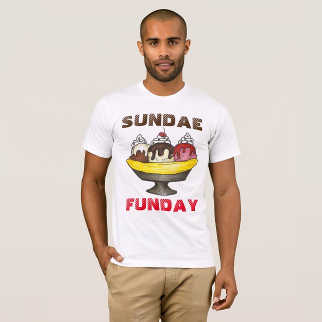 SUNDAE (SÖNDAG) FUNDAY Ice Cream Banana Split Food T Shirt (Hel framsida)