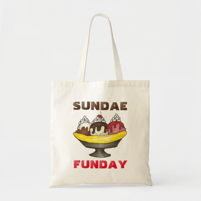 SUNDAE (SÖNDAG) FUNDAY Ice Cream Banana Split Food Tygkasse (Framsidan)
