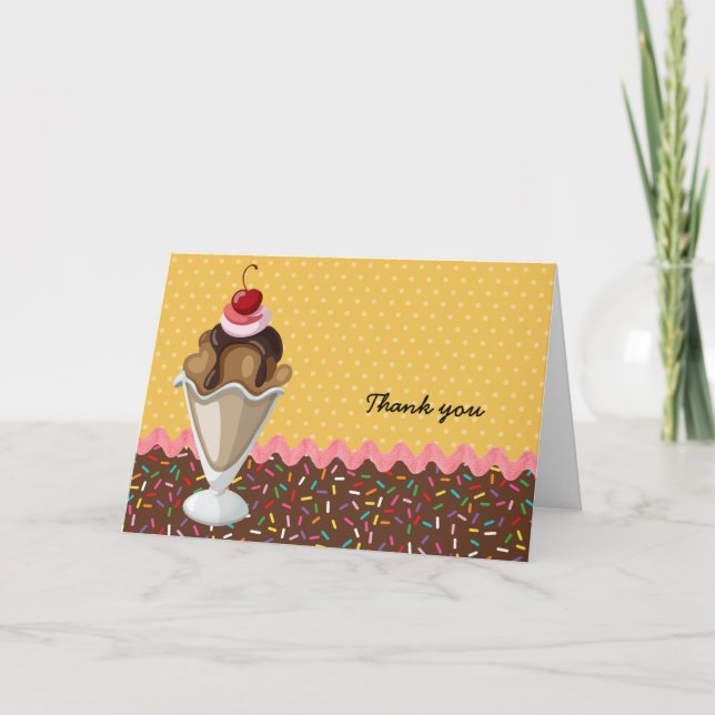 Sundae * välj bakgrund färg tack kort (Framsida)