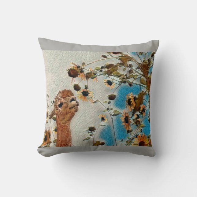 Sundance alpacaen som luktar blommorna kudde (Framsida)