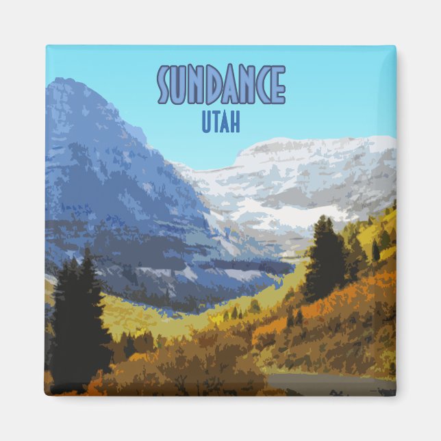 Sundance Utah Mountains Vintage Magnet (Framsidan)