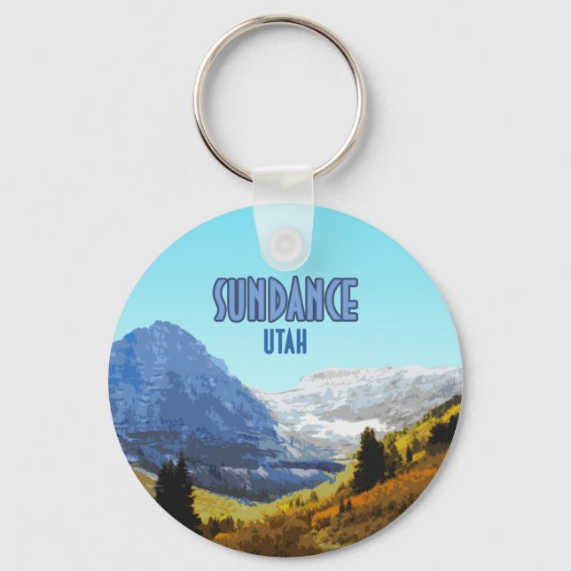 Sundance Utah Mountains Vintage Nyckelring (Framsida)
