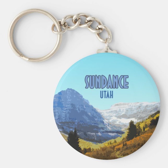 Sundance Utah Mountains Vintage Nyckelring (Framsidan)