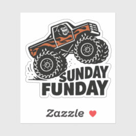 Sunday Funday Gorilla Monster Truck Funny Sticker Klistermärken