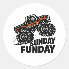 Sunday Funday Gorilla Monster Truck Funny Sticker Runt Klistermärke