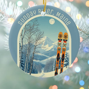 Sunday River Maine skidområde souvenir Julgransprydnad Keramik