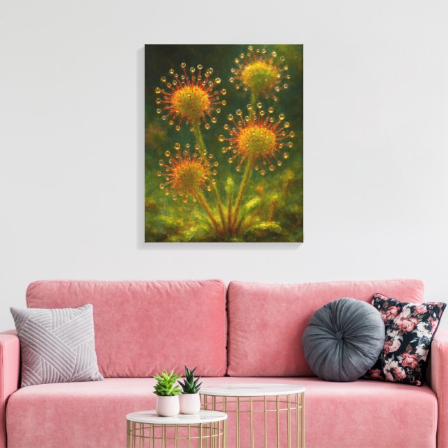 Sundew: Toxic Elegance Impressionistisk Konst Canvastryck (Insitu (Vardagsrum))
