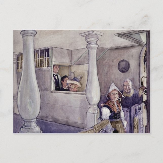 Sundfödd kyrka under gudstjänst.. vykort (Framsida)