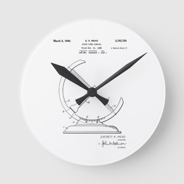 Sundial Patent Rund Klocka (Framsida)