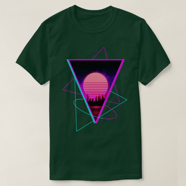 Sundown City Outrun Synthwave Retro Futurism T Shirt (Design framsida)