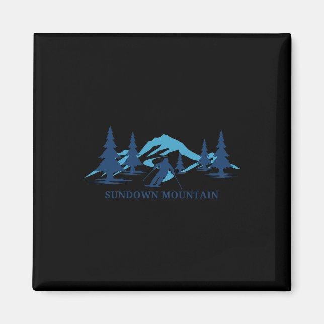 Sundown Mountain Iowa Ski Resort Skiing Skier Magnet (Framsidan)