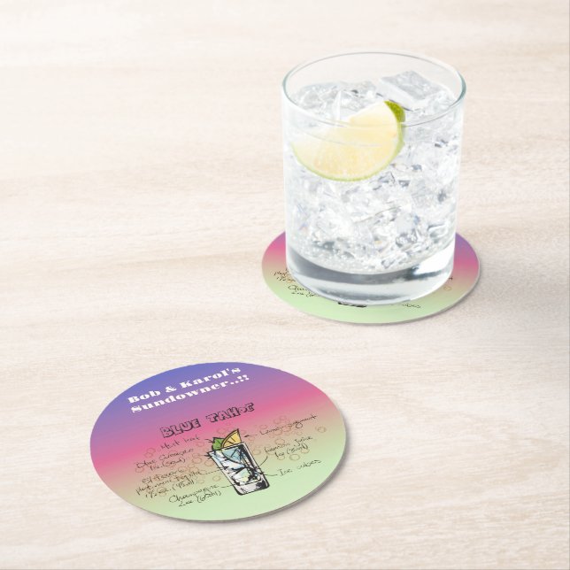 Sundowner Blue Tahoe Cocktail Party Underlägg Papper Rund (Insitu)