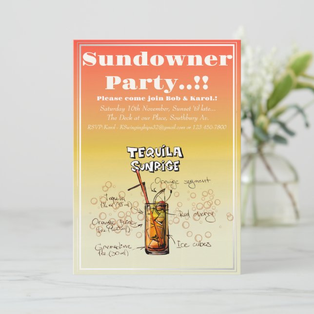 Sundowner Tequila Cocktail Party Inbjudningar (Stående Fram)